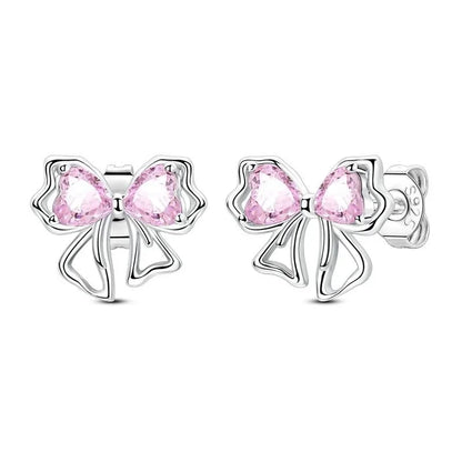 Original 925 Sterling Silver Luxury Bow Flower Shaped Clover Rose Pendant Earrings Elegant Mature Women Delicate Jewelry Gift