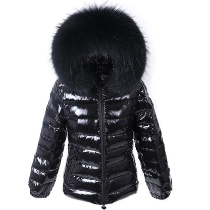 Maomaokong Winter Jacket Women Real Fur Coat Parkas Duck Down Lining Coat Real Raccoon Fur Collar Warm Black Streetwear