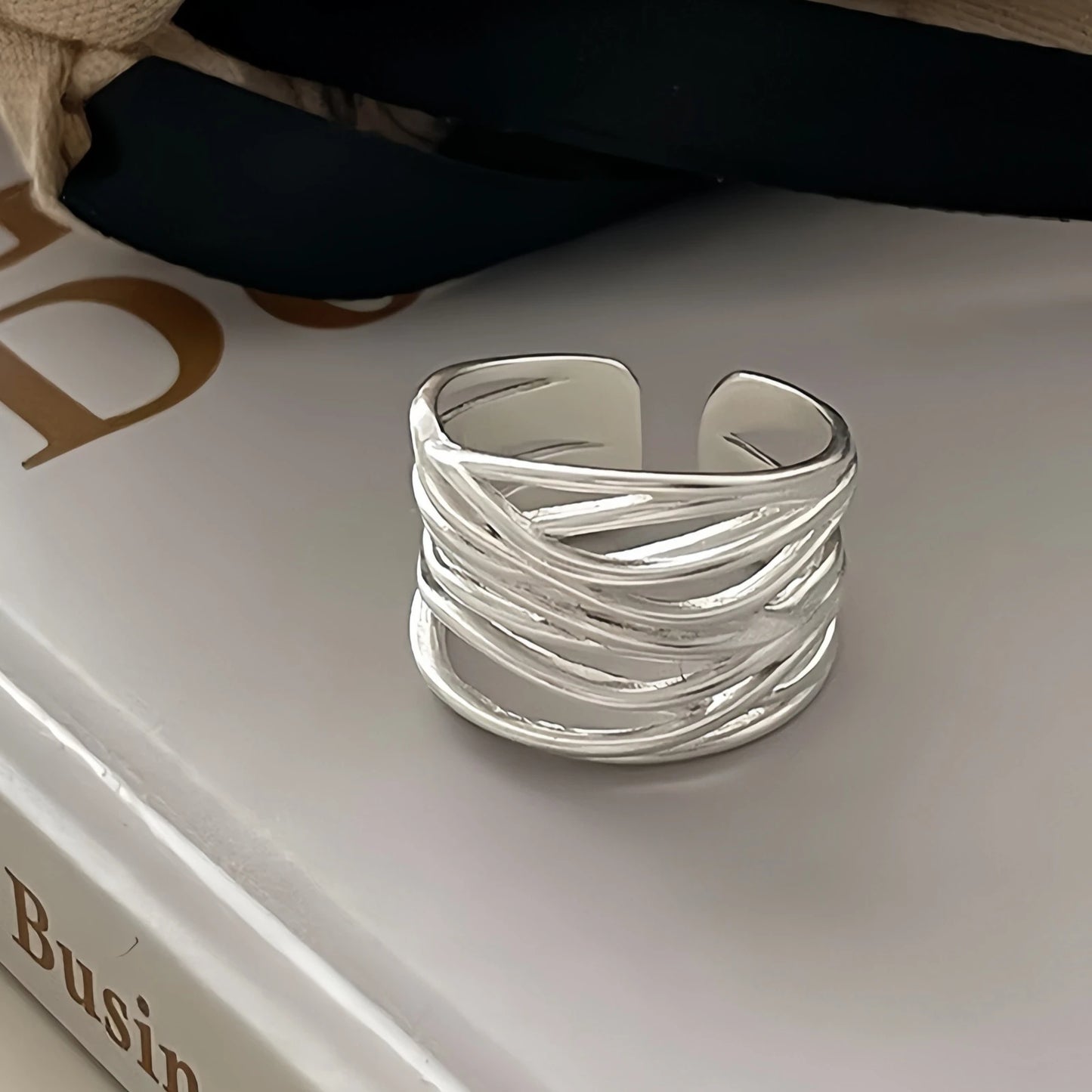925 Sterling Silver Rings for Women Couple Minimalist Handmade Simple Wide Open Ring Prevent Allergy Jewelry Party Wedding Gift