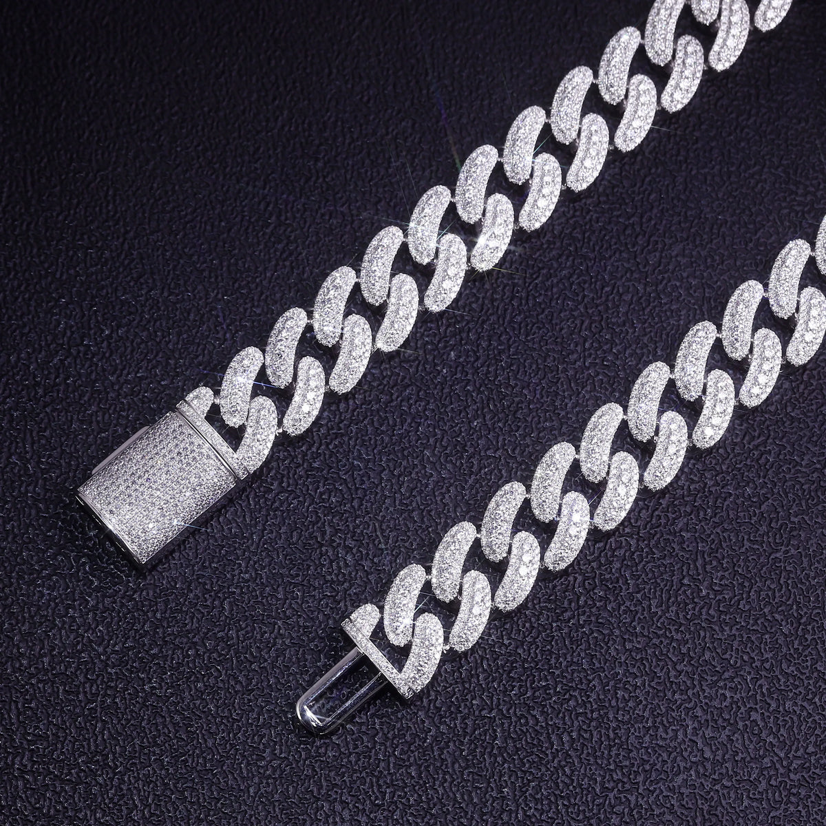Moissanite Necklace For Men Iced Out Cuban Link Chain Hip Hop Jewelry For Party Nightclub Daily Wear Gift