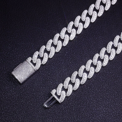Moissanite Necklace For Men Iced Out Cuban Link Chain Hip Hop Jewelry For Party Nightclub Daily Wear Gift