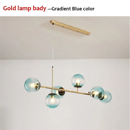 Nordic LED Pendant Lights Modern Hanglamp Glass Ball Light for Living Room Suspension Chandelier Smoke Gold Hanging Lamp Decor