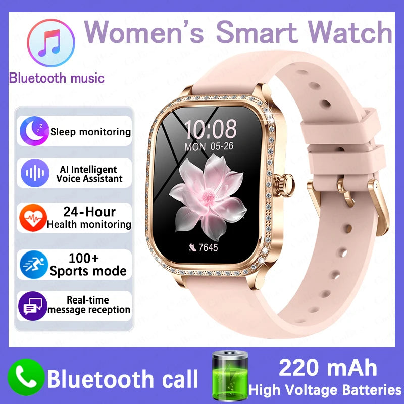 Fashion Women Diamond Watch 1.75 inch 360*360 HD Display Heart Rate Blood Oxygen Monitoring Bluetooth Call Smartwatch 2026 New