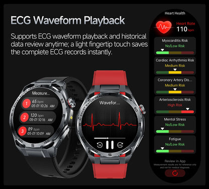 2026 New ECG+PPG Body Fat Analysis Health Smart Watch Uric Acid BP Blood Oxygen Bluetooth call Sports Smart Watch For Men Women