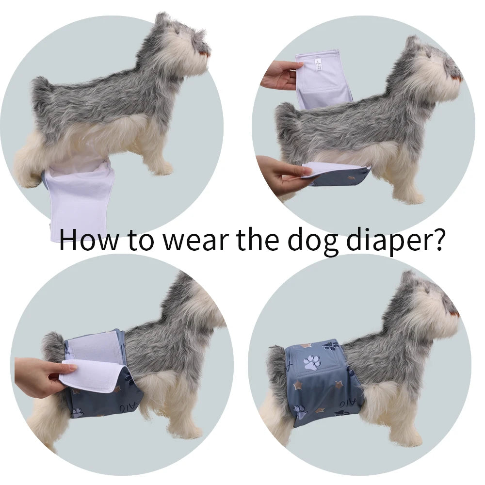 3pcs Reusable Belly Band for Male Dogs Washable Pet Dog Cloth Diapers Leakproof Physiological Pants Short Breathable Puppy Nappy