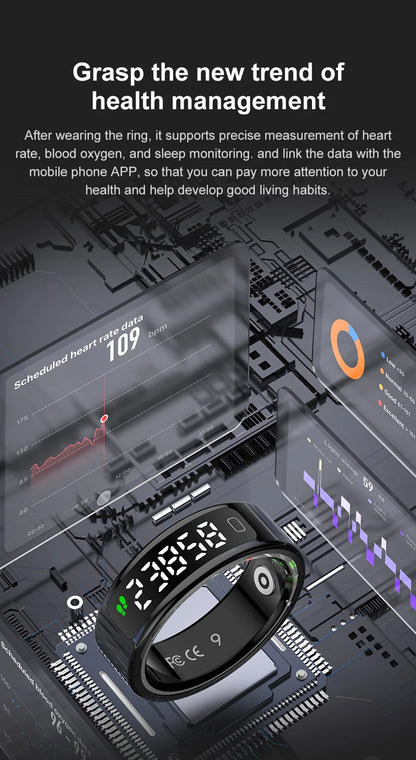 2026 R11C Smart Ring Men Women LED Display Screen Health Ring Heart Rate Sleep Monitor Waterproof Smartring for Android IOS