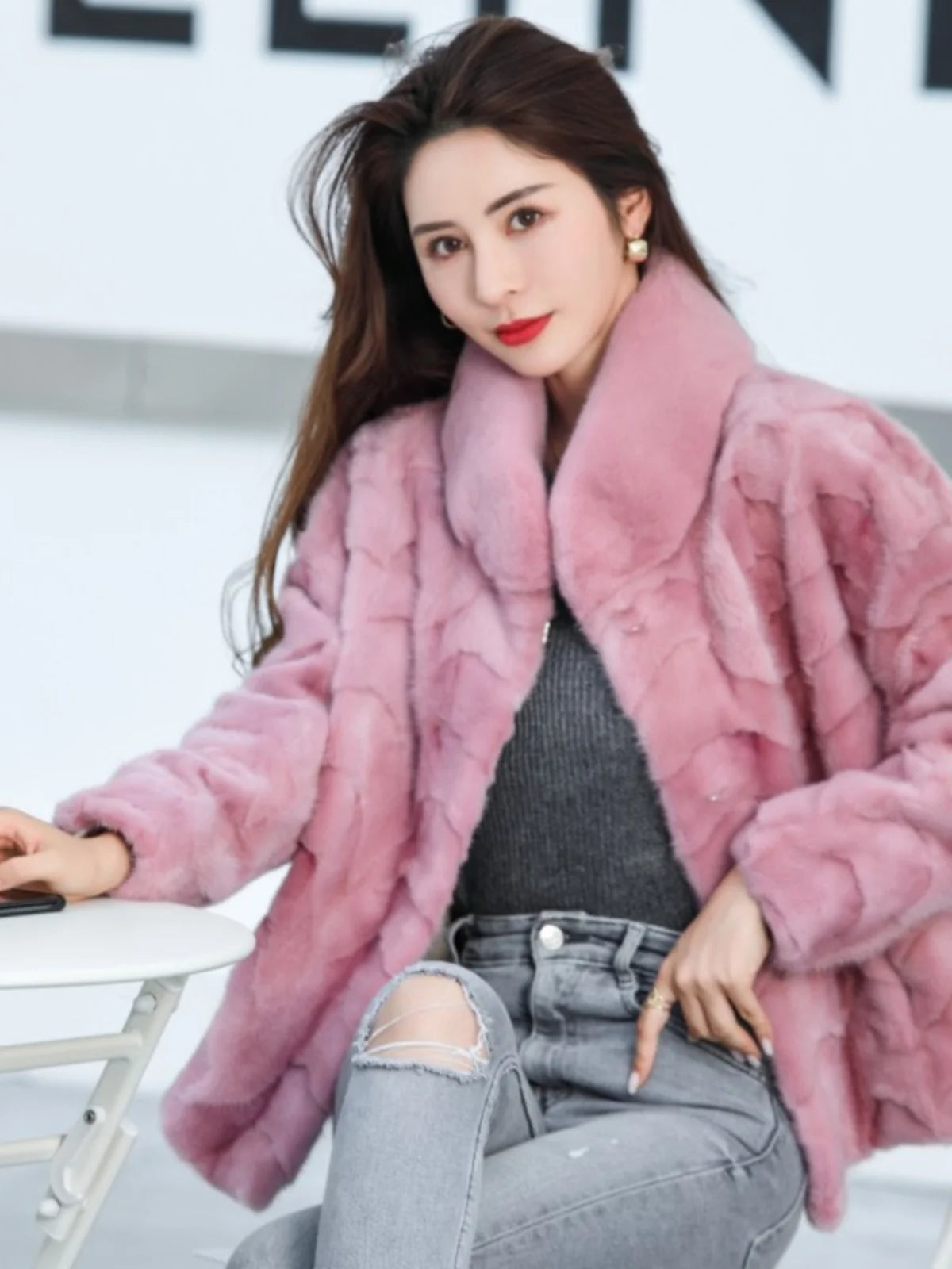New Brand Fur Women's Genuine Leather Mink Slim Short Fox Fur Collar 2025 New Large Size Haining Jacket Mink Coat