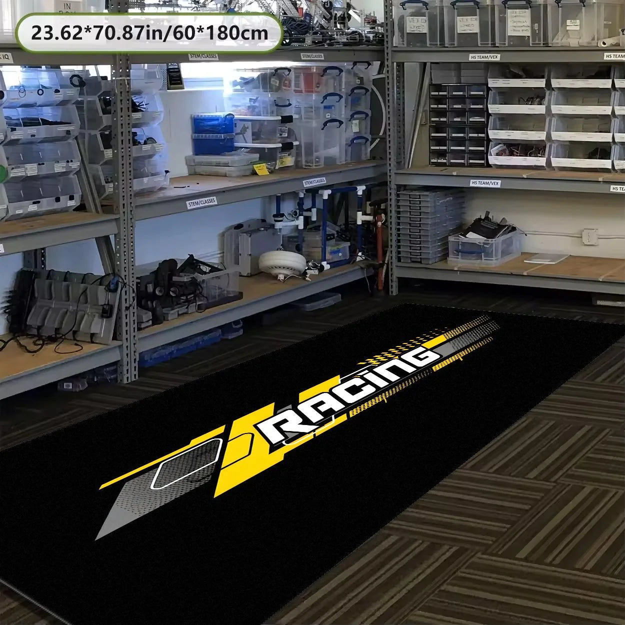 VIKAMA Retro Tire Print Motorcycle Pit Mat Anti Slip Waterproof Oil Resistant Floor Rug For Motorbike Garage Workshop Parking