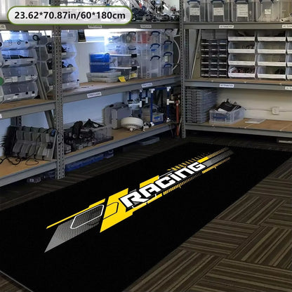 VIKAMA Retro Tire Print Motorcycle Pit Mat Anti Slip Waterproof Oil Resistant Floor Rug For Motorbike Garage Workshop Parking