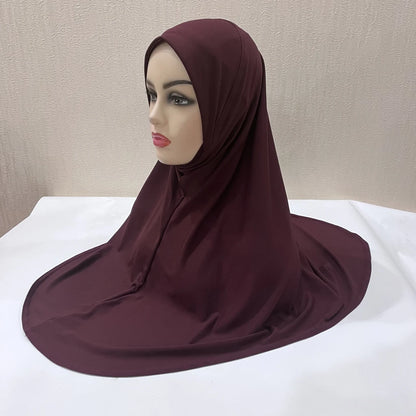 H124 Adults high quality big size muslim hijab scarf with chin part islamic headscarf hats armia pull on headwrap turban caps