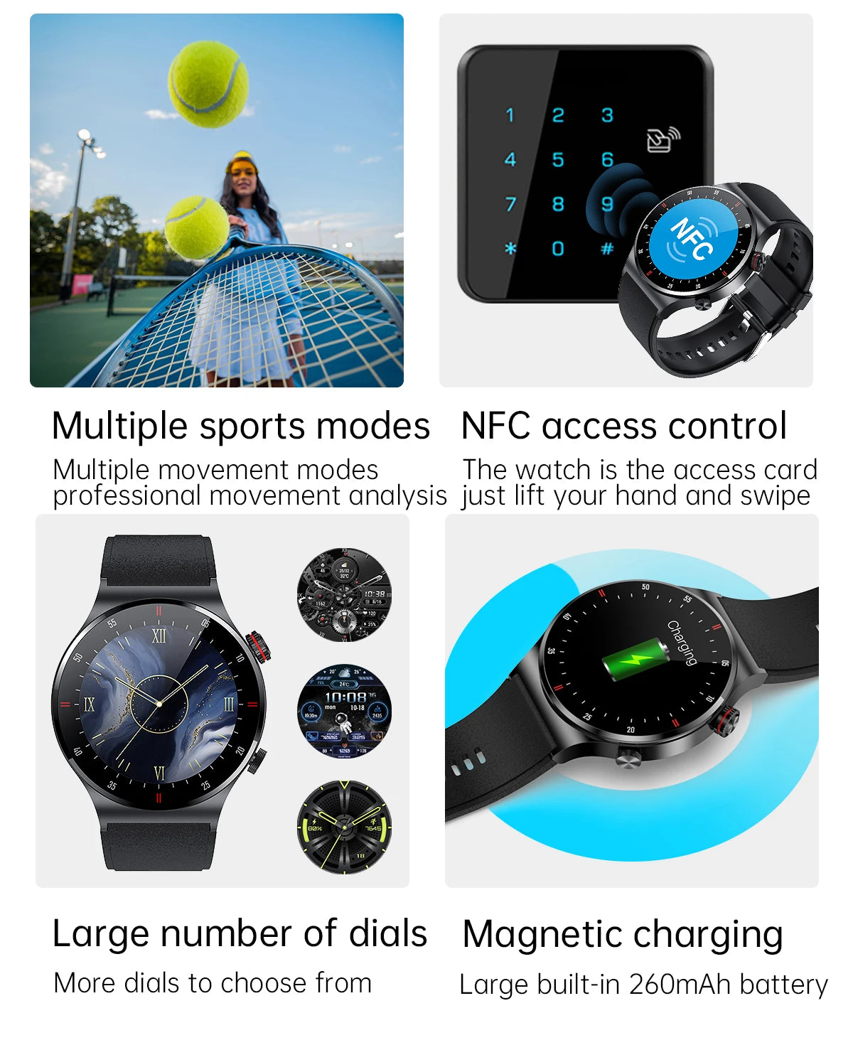Originl Smart Watches Men NFC Bluetooth Call Fitness Clock Waterproof Sport Watch Wrist Smartwatch for Women Android Phones 2026
