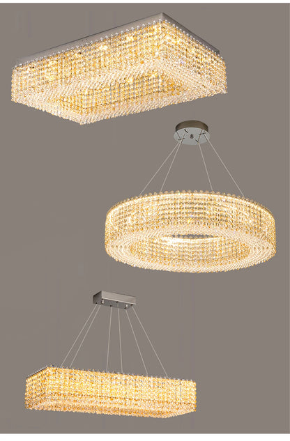 Champagne Crystal Waterfall Bead Modern Ceiling Lights LED Lamps Lighting Fixture for Living Room Lustres Home Decor Lampara