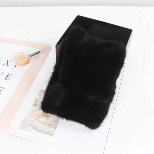 Winter Outdoor Female Knitted Real Mink Fur Ring Scarf Women Warm Good Elastic Genuine Mink Fur Wrap Scarves Lady Fur Headbands