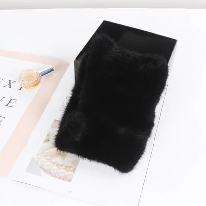 Winter Outdoor Female Knitted Real Mink Fur Ring Scarf Women Warm Good Elastic Genuine Mink Fur Wrap Scarves Lady Fur Headbands