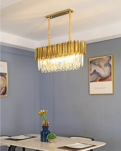 Gold K9 Crystal Tricolor Chandelier Luxury Modern LED Ceiling Light for Living Room Dining Room Bedroom Ceiling Lights