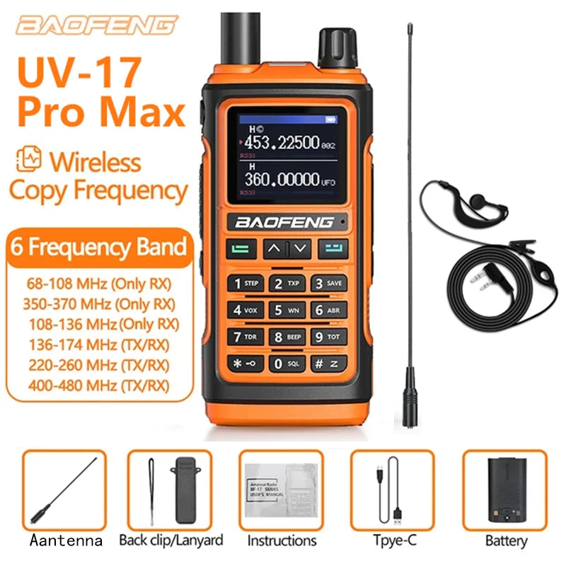 Baofeng UV-17pro Max Air Band Walkie Talkie Draadloze Kopieerfrequentie Lange Afstand Type-C Noaa Am Draagbare UV-5R  Ham Tweewe
