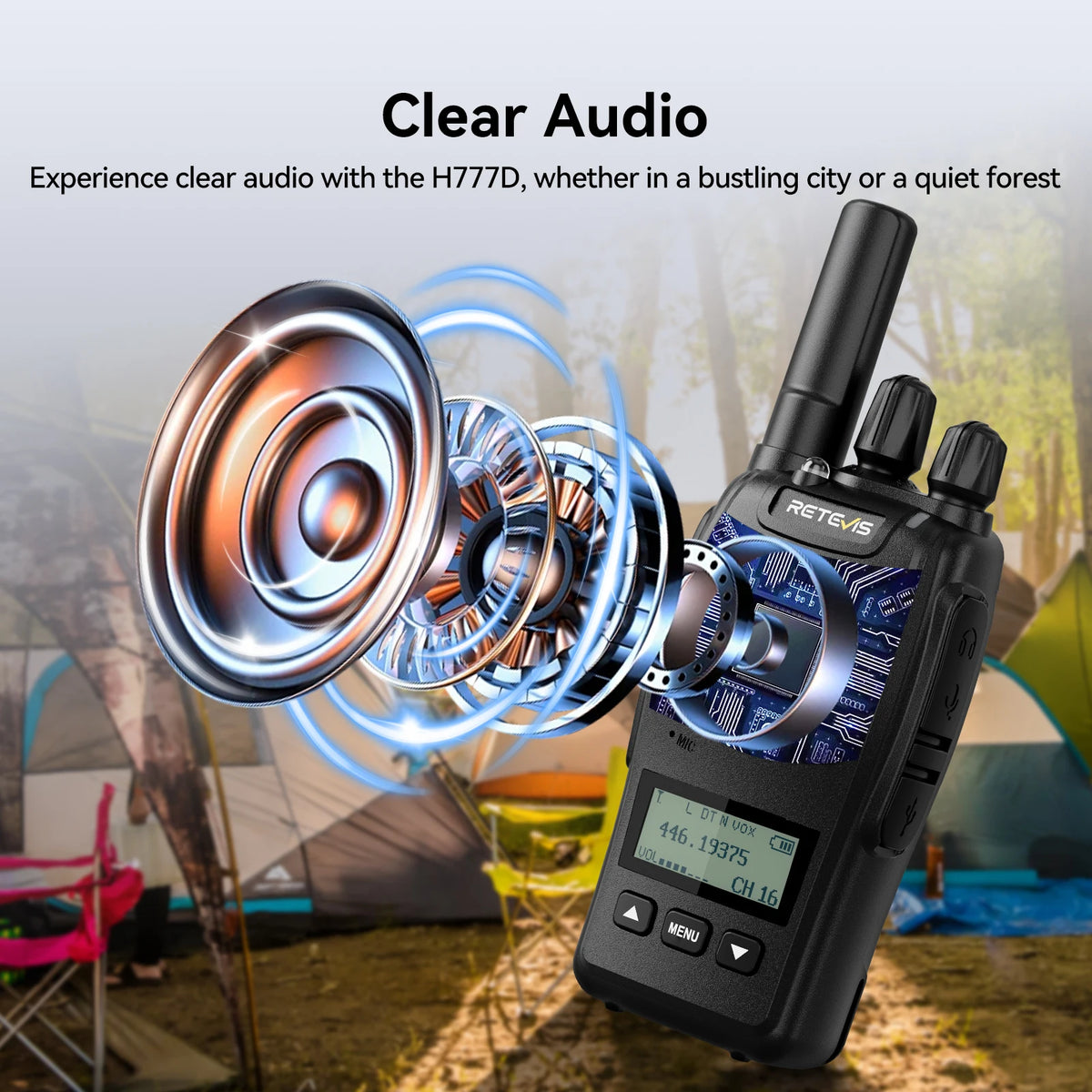 Retevis H777D Walkie Talkie PMR446 Portable License-Free LCD Display Radio Long Range Type-C Camping Use