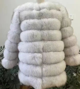 NEW Real Fur Coats Women Natural Real Fur Jackets Vest Winter Outerwear Women Silver Blue Fox Coat High Quality Fur Clothes