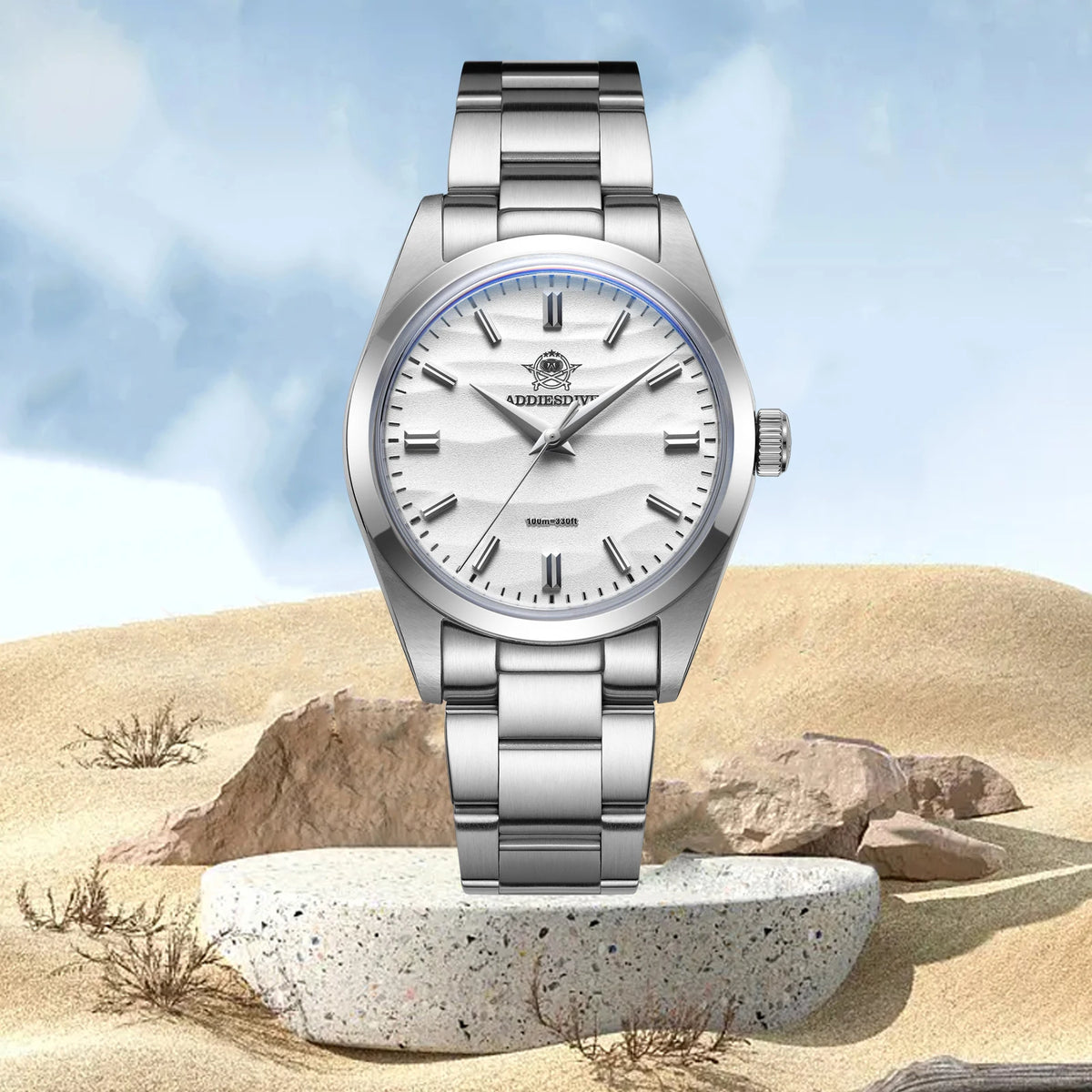 ADDIESDIVE Men's Quartz Wristwatch Bubble Mirror Glass 100M Waterproof 316L Stainless Steel Luxury Business Style Watches AD2030