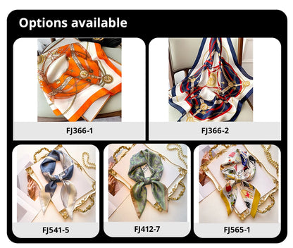 1pcs 70cm Roman Chain Silk Scarf for Women Simulated Silk Geometric Round Fashion Versatile Headwear Clothing Square Scarf