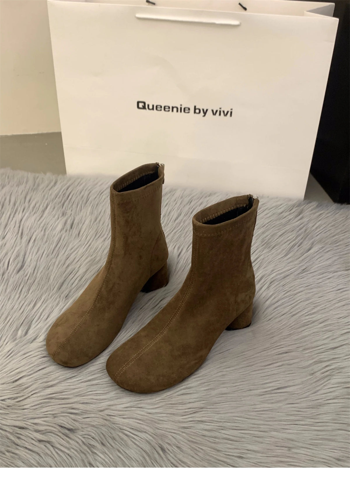 Suede Women Ankle Boots Elegant Chunky High Heels Shoes Fashion Retro Designer Shoes Woman Winter Boots 2025 Trend Mujer Zapatos