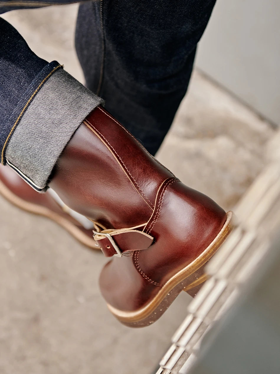 KOWM Cowhide Hiking shoes trekking boots men Engineer's boots workwear goodyear shoes trendy ankle shoes walking casual sneakers