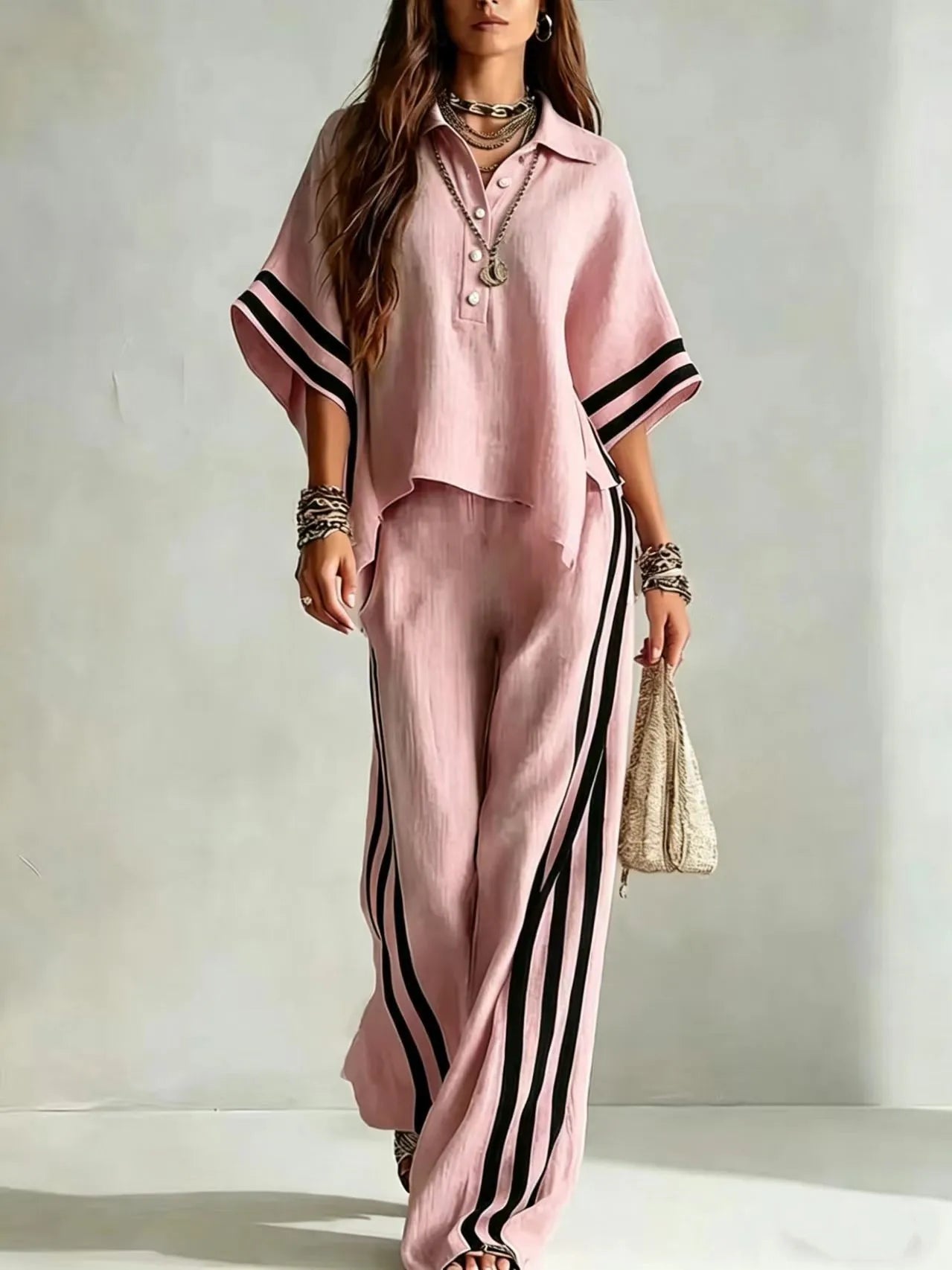 2026 New Autumn Summer Women's Short-sleeved Shirts And Loose Trousers Two-piece Suit Casual Simple White Suits Women Clothing