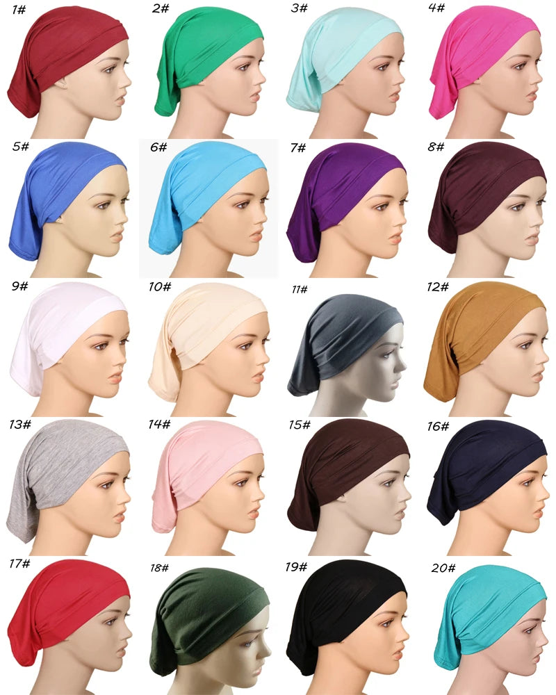 Muslim Underscarf Turban Hijab Ninja Inner Hat Women Chemo Cap Hair Loss Cover Bonnet Instant Bonnet Femme Musulman Headband