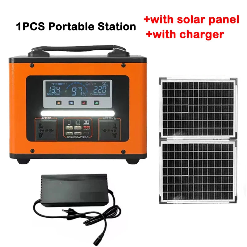 LiFePO4 600W Portable Power Station AC 220V 40Ah Solar Generator Storage Energy Power Bank for Camping Travel RV Home Emergency