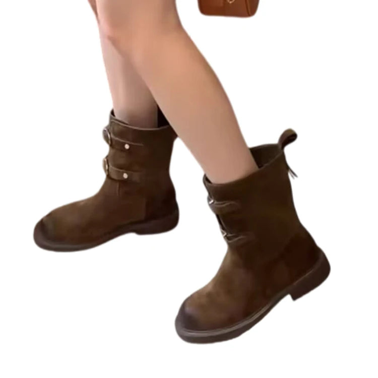 Women's Boots Fashion Women Heeled Winter Boots Elegant Woman Suede Snow Boots Designer 2025 Warm Botas Walking Female Zapatos