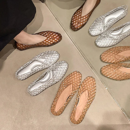 New V-mouth Crystal Jelly Shoes Fashionable, Versatile, Comfortable, Flat Bottom Single Shoes, Casual Sandals for Women