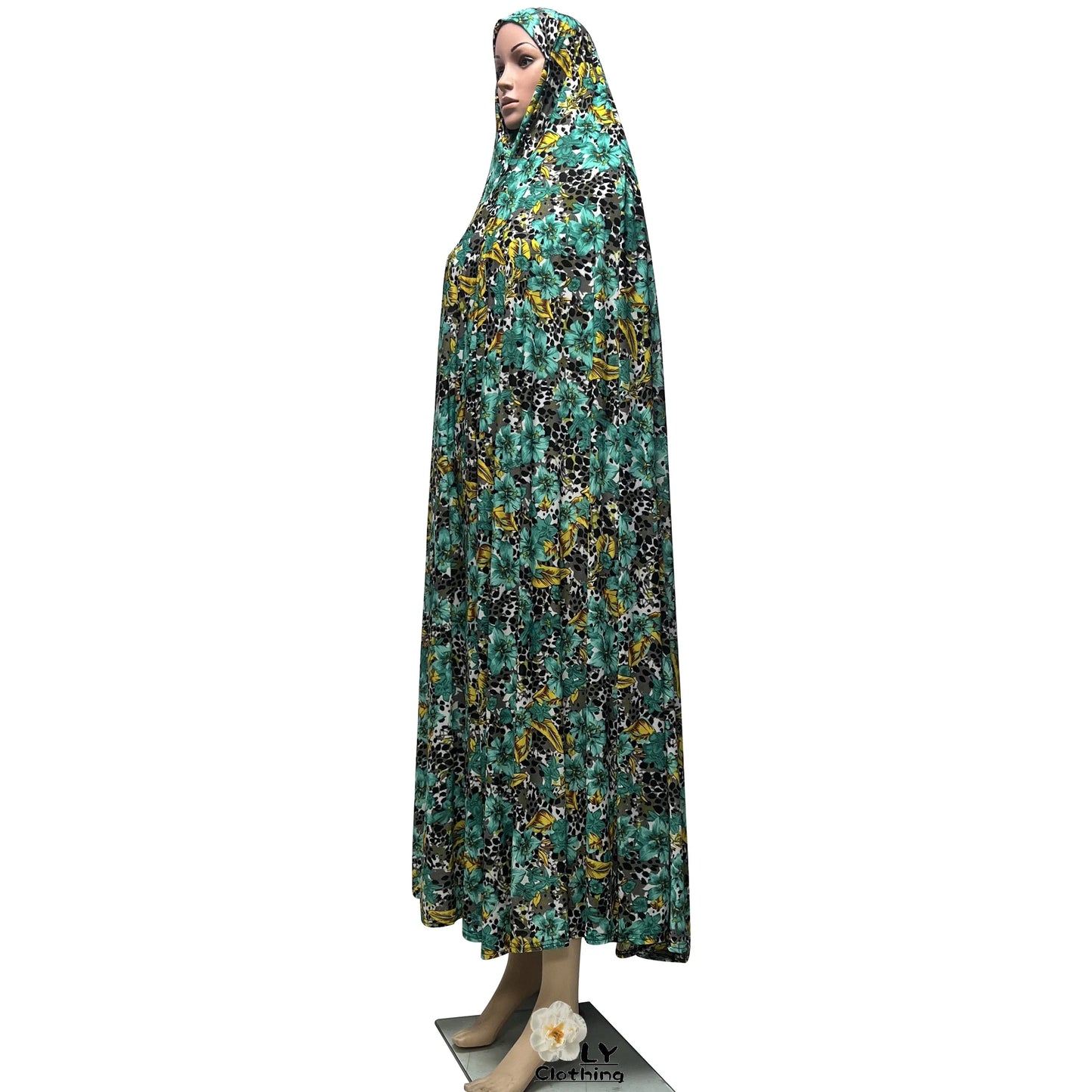 New Sleeveless Pullover Dress Women Prayer Garment Dubai Abaya Arab Jibab Flowers Print Loose Femme Khimar Kaftan Clothes 6XL