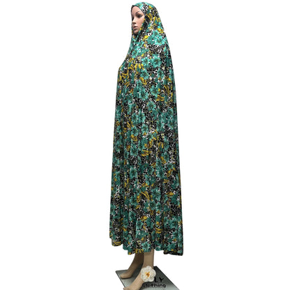 New Sleeveless Pullover Dress Women Prayer Garment Dubai Abaya Arab Jibab Flowers Print Loose Femme Khimar Kaftan Clothes 6XL