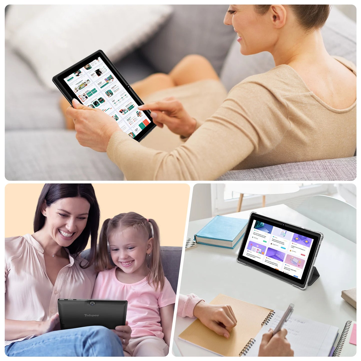 7-inch Android 13 Tablet, 4 (2+2) GB RAM, 32GB storage, 3500mAh battery, HD 1024x600 IPS display, Dual cameras, WiFi, Bluetooth