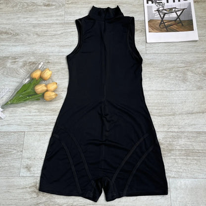 Summer Women's Sexy Backless Zipper Tank Rompers Top Bodycon One Piece Gym Sports Fitness Sleeveless Bodysuit Short Jumpsuits