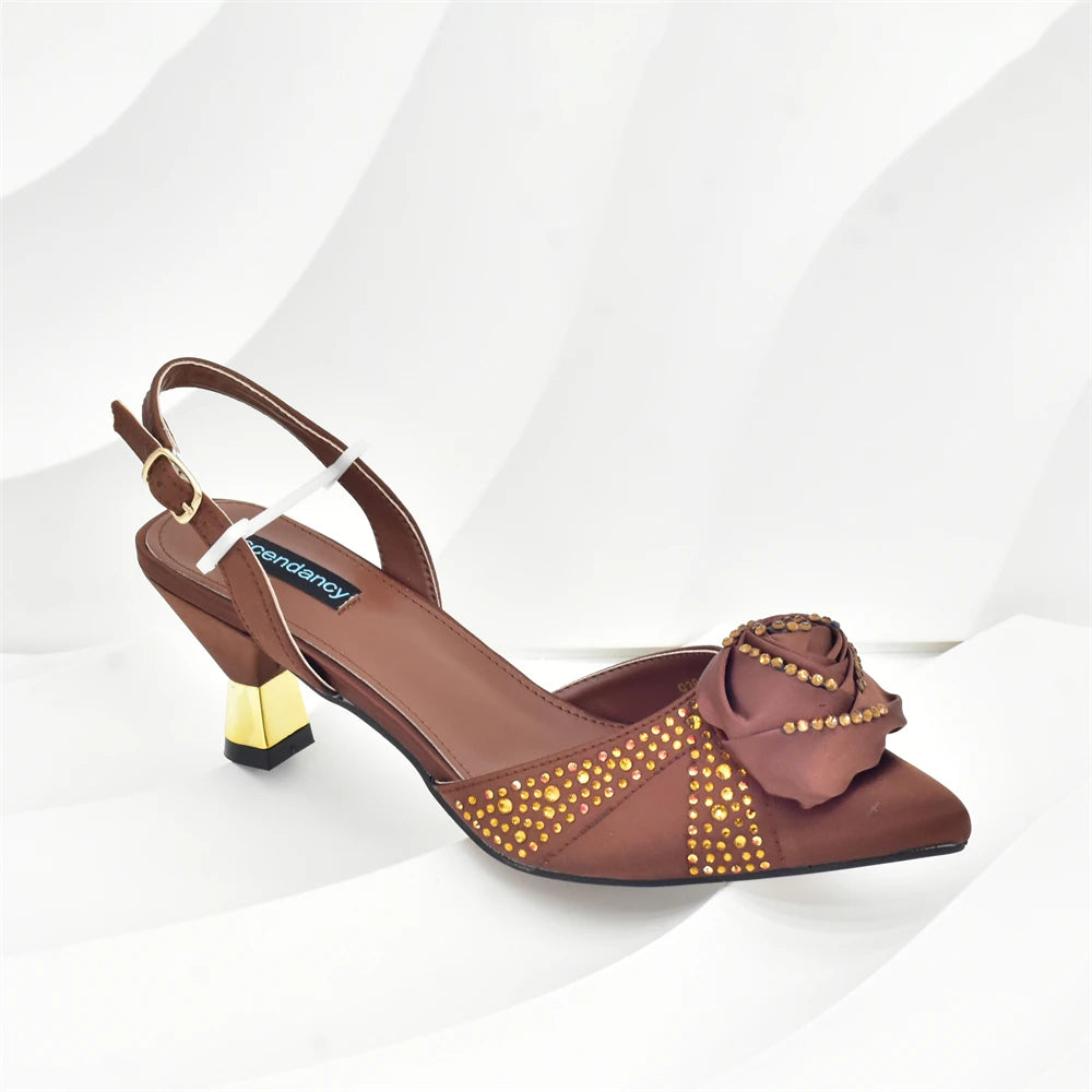 Women Nigerian Italian Shoes and Bags Set Decorated with Handmade Flowers Bag and Shoe Set Women Luxury 2026 High Heels Pumps