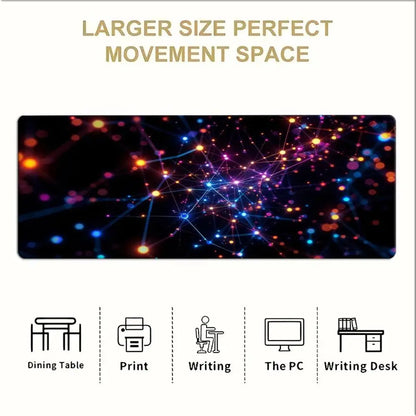 Colorful Nebula Particle Network Large Desk Mat Mouse Pad Mouse Mat Gaming Keyboard Mat  Non-Slip Rubber Base Computer Desk Pad