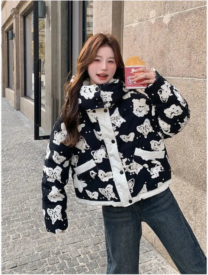 Women's Clothing High-end Plus Size Down Jacket Winter Warm New Hooded Loose White Duck Down Outerwear Quilted Pockets Coats