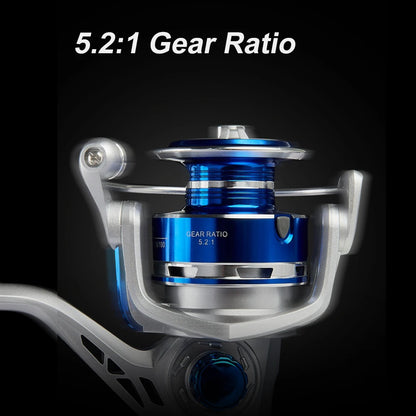 BILLINGS AC Spinning Fishing Reel,10KG Max Drag,Metal Spool,5.2:1 Gear Ratio,for Freshwater Saltwater,Fold Rocker Easy Carry