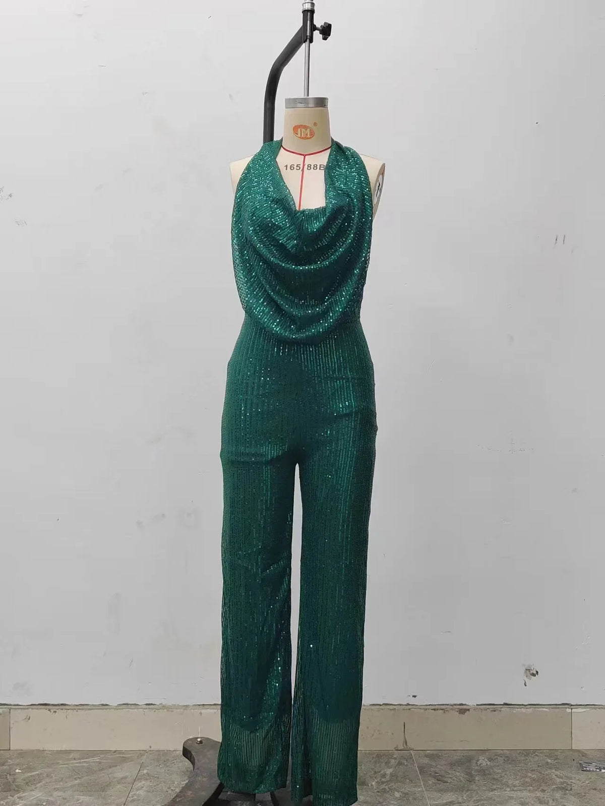 Sequins Sexy Jumpsuits Women Halter Fashion Summer Party Elegant Sleeveless Female New High Waist Street Straight Rompers