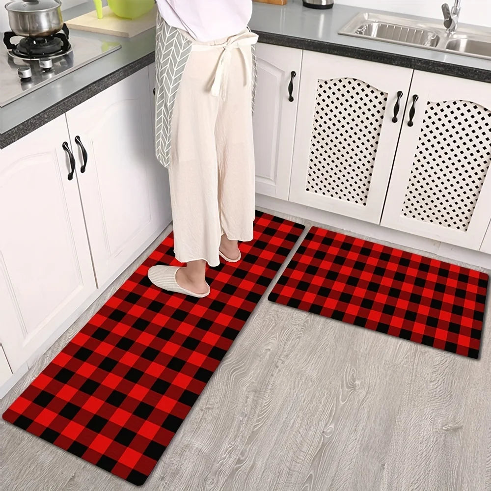 Black White Buffalo Plaid Floor Mats Home Decor Living Room Area Entrance Non-slip Rugs Balcony Hallway Bathroom Toilet Carpets
