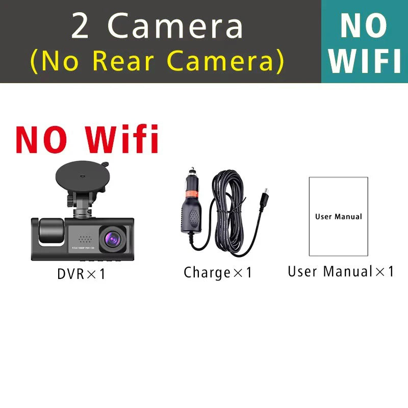 WiFi 3 Channel Car DVR Three Way Dash Cam Inside Vehicle Camera DVRs Recorder FHD 1080P Video Mini Registrator Dashcam Camcord