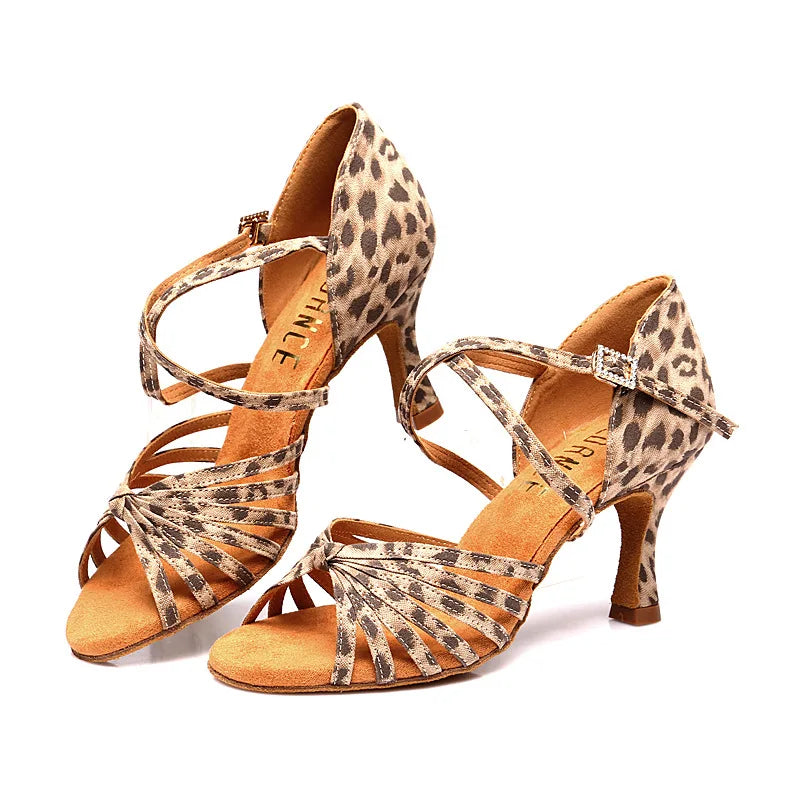 UK Latin Dance Shoes Women's Genuine Leather Flexible Sole Professional Competition Ballroom Practice Shoes