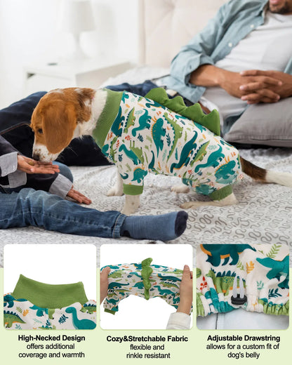CuteBone Dinosaur Costume Dog Pajamas Stretchy Spandex Crystal Velvet Sleepwear Coat for Small Dogs Soft Warm Pet Outfit Clothes