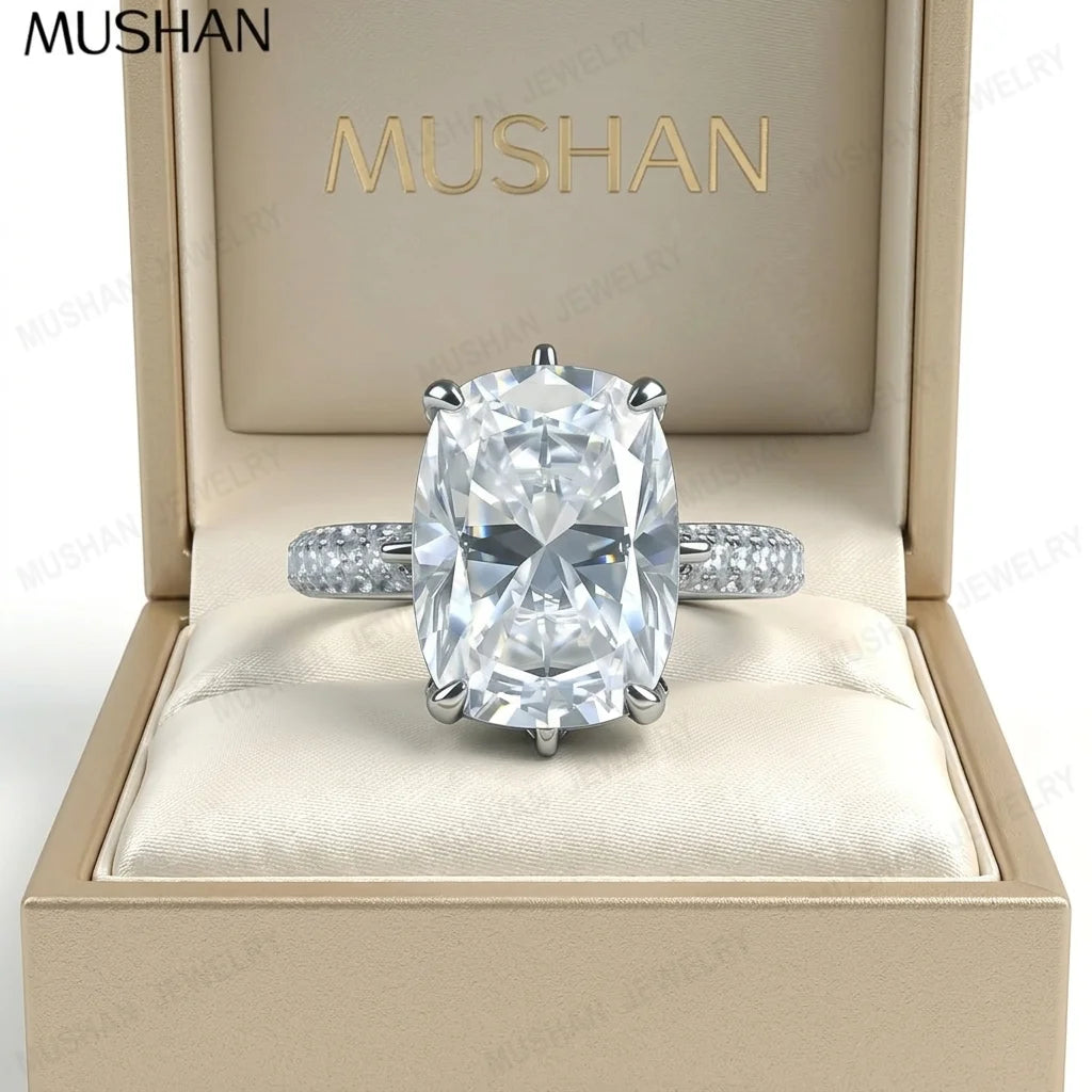 MUSHAN Luxury Jewelry925 Sterling Silver Ring Band Moissanite Diamond Rings for Women 18K Real Gold Plated MST Patent Jewelry