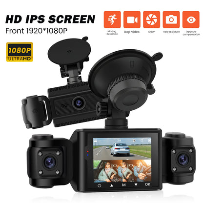 Degreat 2.4-inch 1080P Car DVR Camera Triple Record HD Car Recorder With 480P Car Left, Car Right + Motion Detection