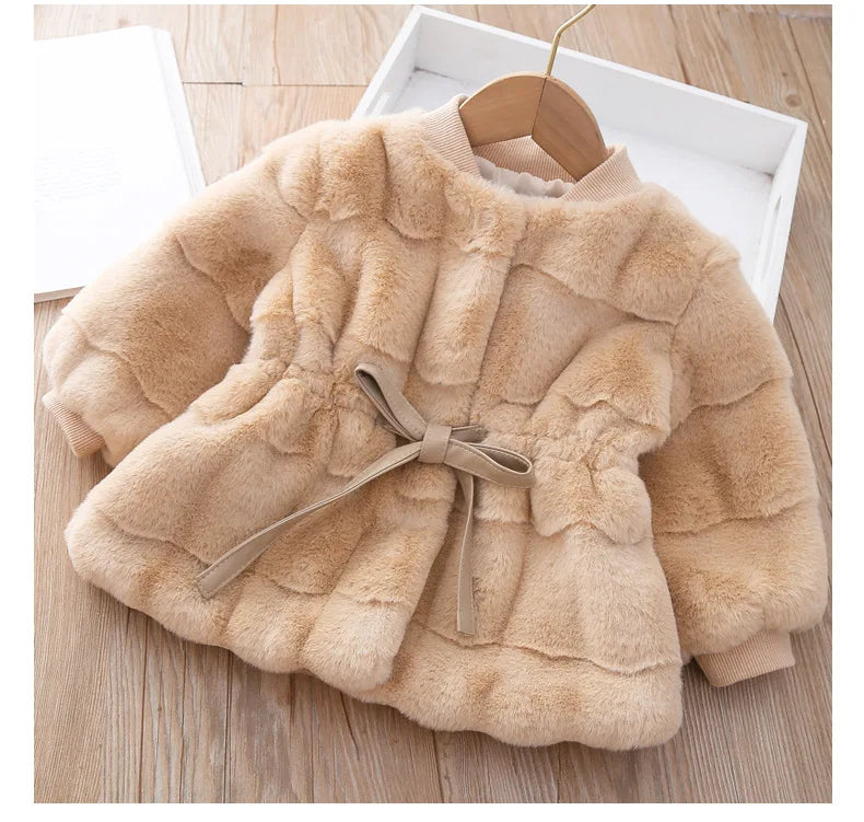 2026 New Winter Girls Coat Super Warm Mink Fur Padded Thickened Long Sleeve Coats Baby Kids Children Jacket Plush Outerwear