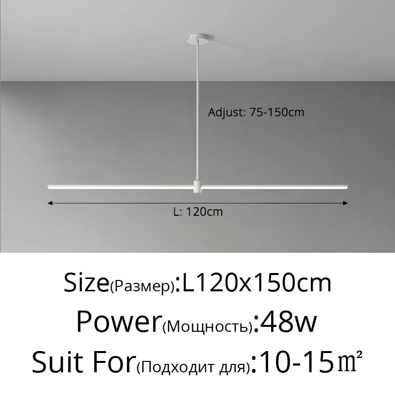 Modern Simplicity Long Linear LED Pendant Lights Strip Hanging Indoor Lamps for Office Table Kitchen  Home Decoration Chandelier
