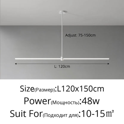 Modern Simplicity Long Linear LED Pendant Lights Strip Hanging Indoor Lamps for Office Table Kitchen  Home Decoration Chandelier