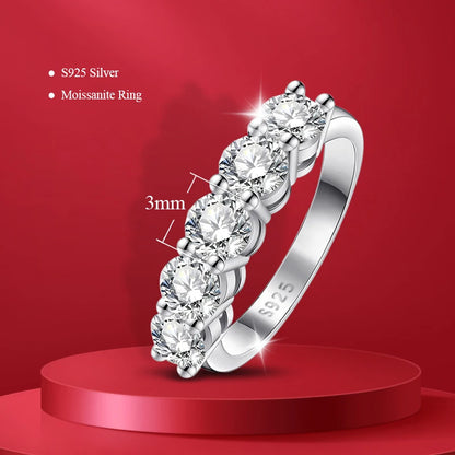 Moissanite Ring 100% Pass Diamond Tester Pen Matching Wedding Diamond Band for Women 925 Sterling Silver Female Single Tail Ring
